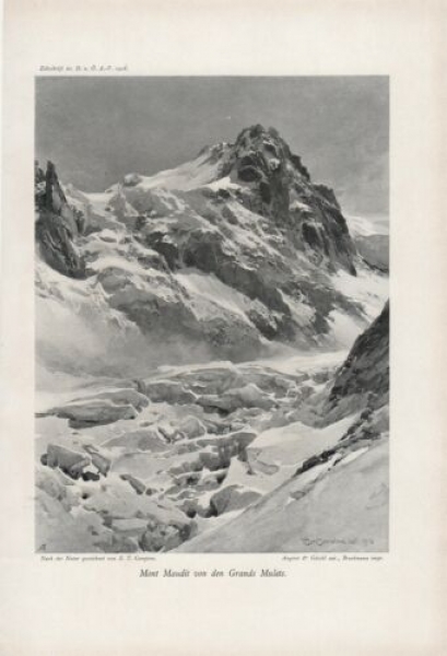 1908 - alter Druck - Mont Maudit von den Grand Mulets